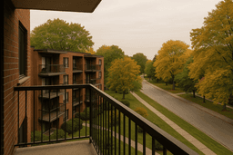 Apartment courtyard and street in the GTA in late September